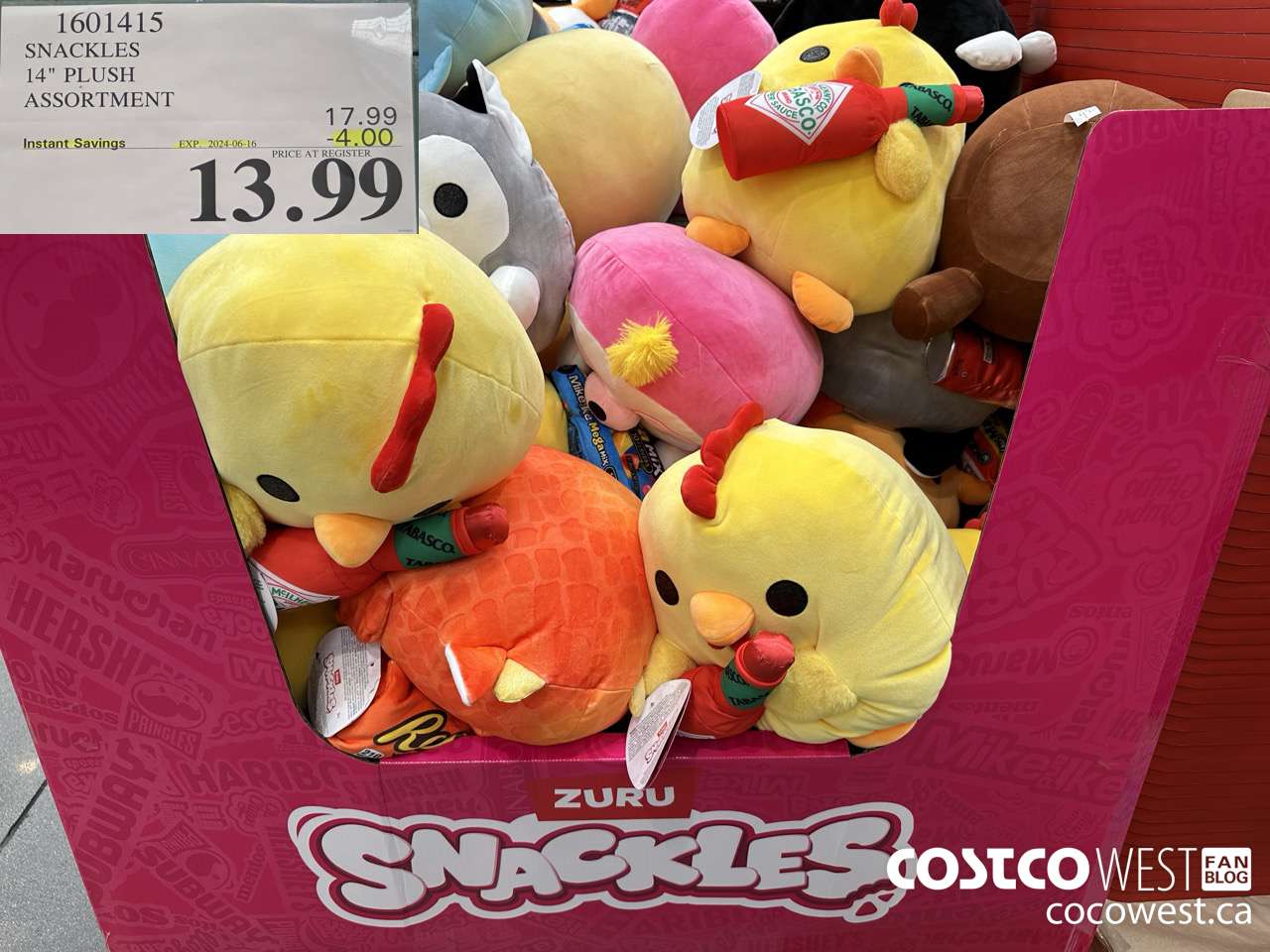 1601415 ZURU SNACKLES 14-INCH PLUSH ASSORTMENT  ($4.00 INSTANT SAVINGS EXPIRES ON 2024-06-16) $13.99