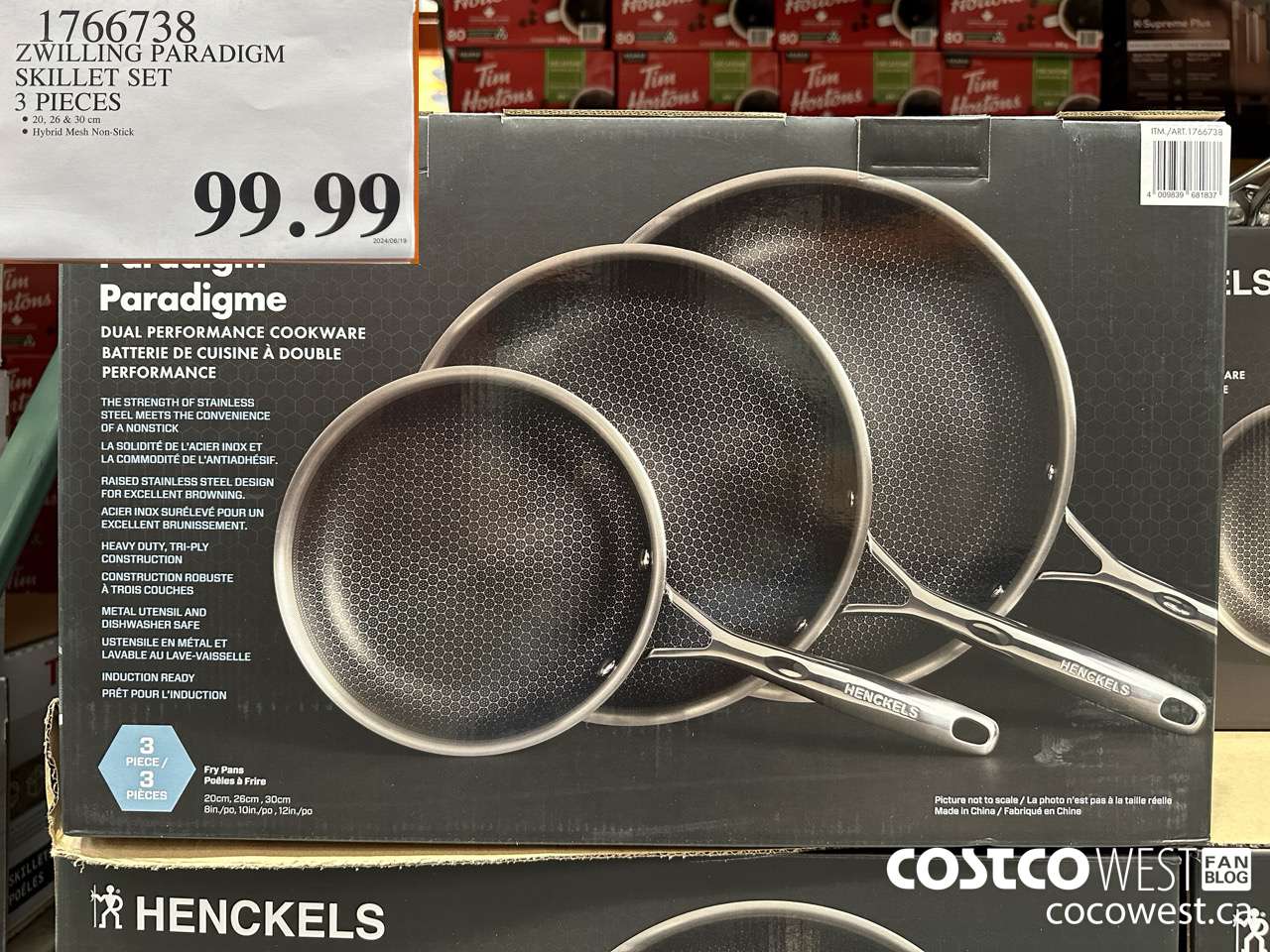 1766738 ZWILLING PARADIGM SKILLET SET 3 PIECES $99.99