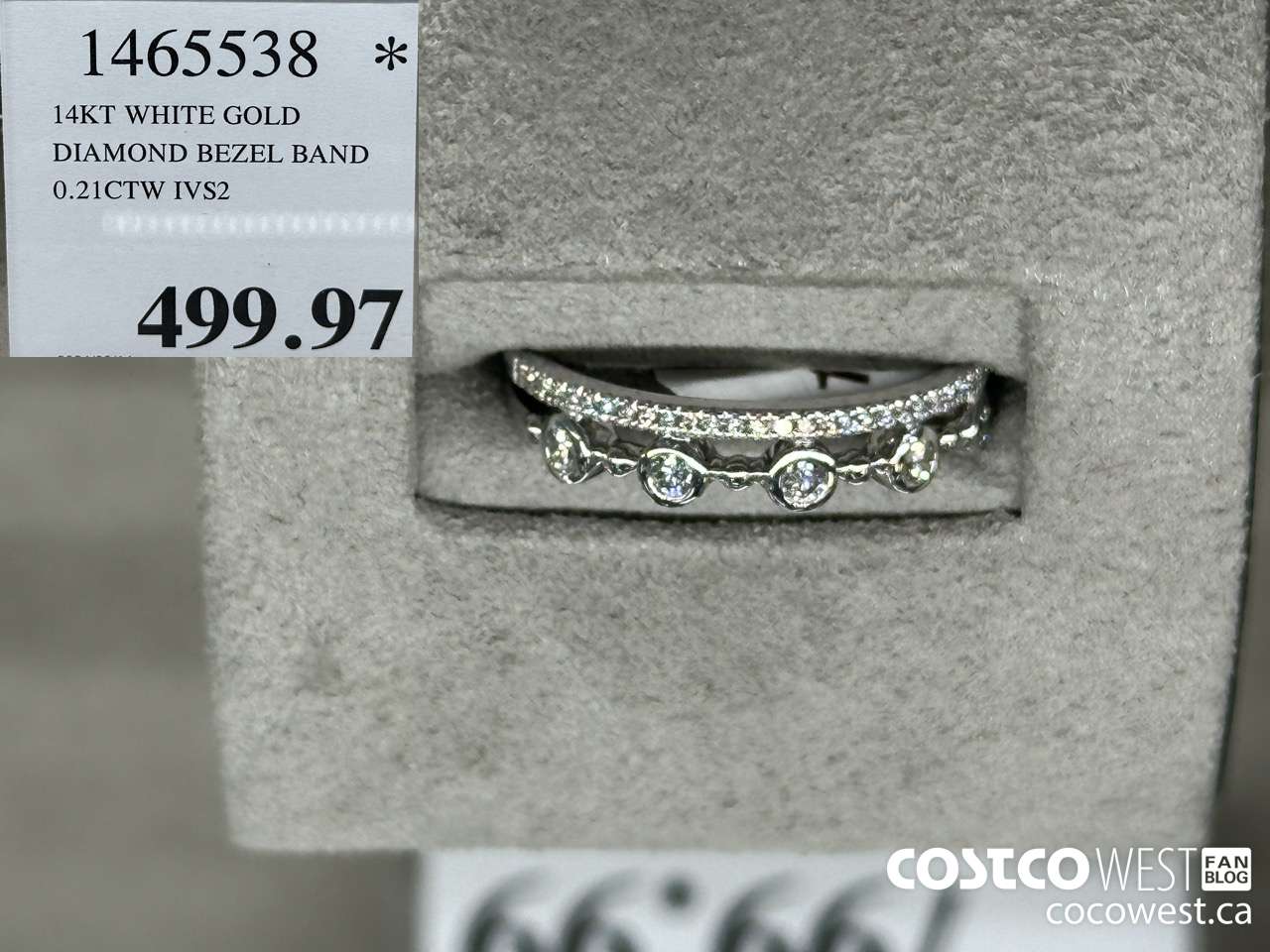 1465538 14KT WHITE GOLD DIAMOND BEZEL BAND 0.21CTW IVS2 $499.97