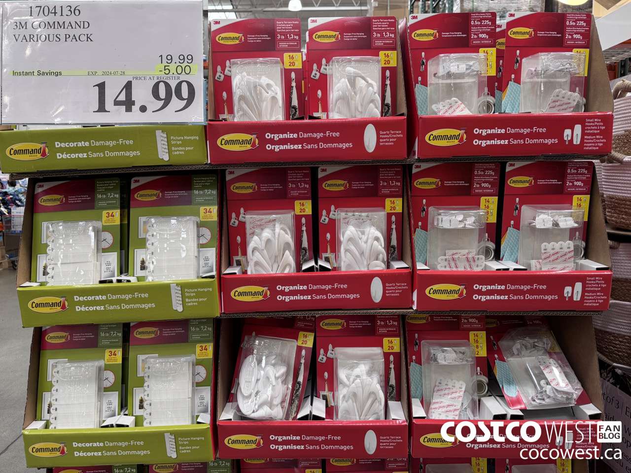 1704136 3M COMMAND VARIOUS PACK ($5.00 INSTANT SAVINGS EXPIRES ON 2024-07-28) $14.99