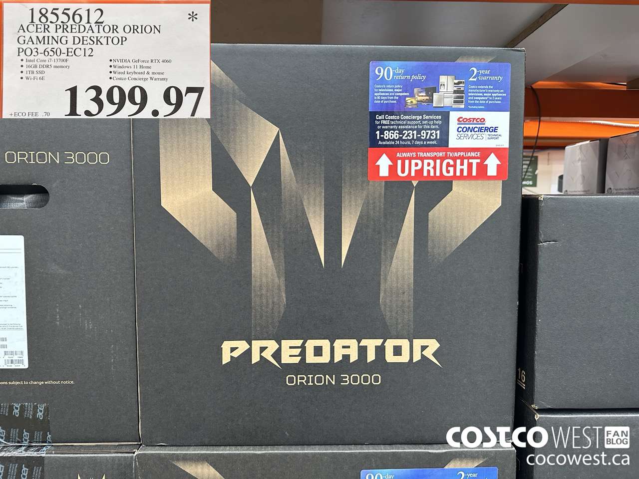 1855612 ACER PREDATOR ORION GAMING DESKTOP PO3-650-EC12 $1399.97