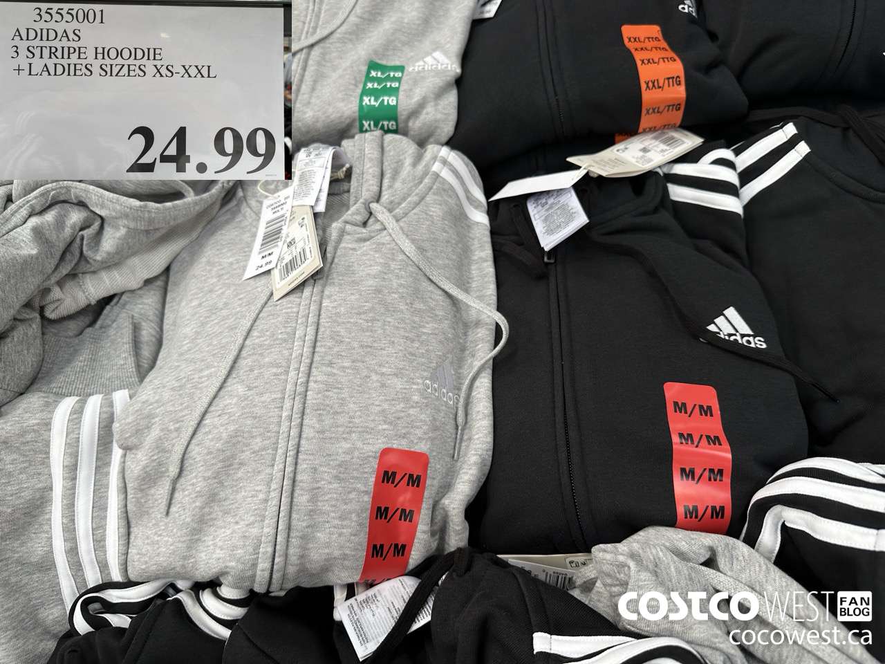 3555001 ADIDAS 3 STRIPE HOODIE LADIES SIZES XS-XXL $24.99