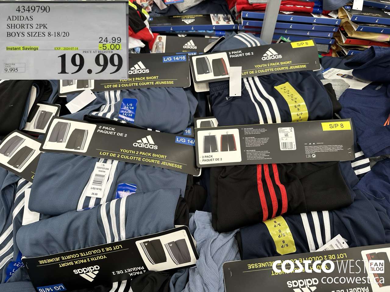 4349790 ADIDAS SHORTS 2PK BOYS SIZES 8-18/20 ($5.00 INSTANT SAVINGS EXPIRES ON 2024-07-14) $19.99