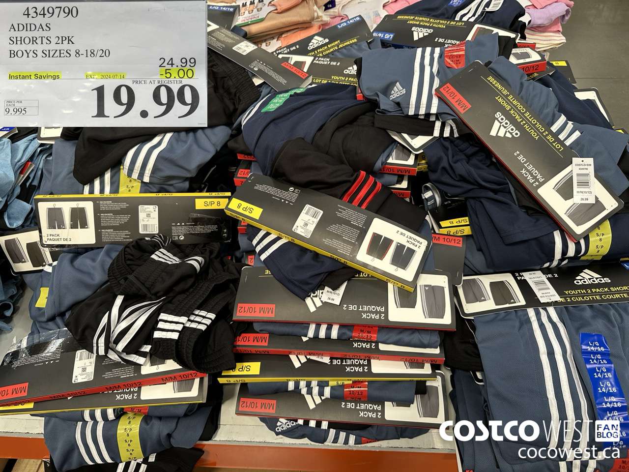 4349790 ADIDAS SHORTS 2PK BOYS SIZES 8-18/20 ($5.00 INSTANT SAVINGS EXPIRES ON 2024-07-14) $19.99