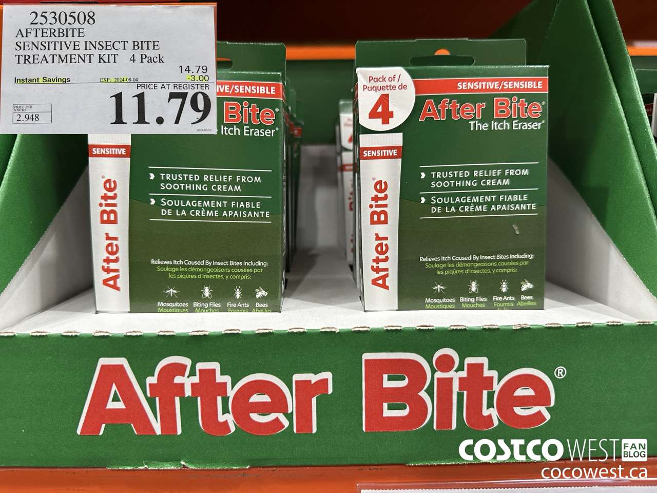2530508 AFTERBITE SENSITIVE INSECT BITE TREATMENT KIT 4 PACK ($3.00 INSTANT SAVINGS EXPIRES ON 2024-08-04) $11.79