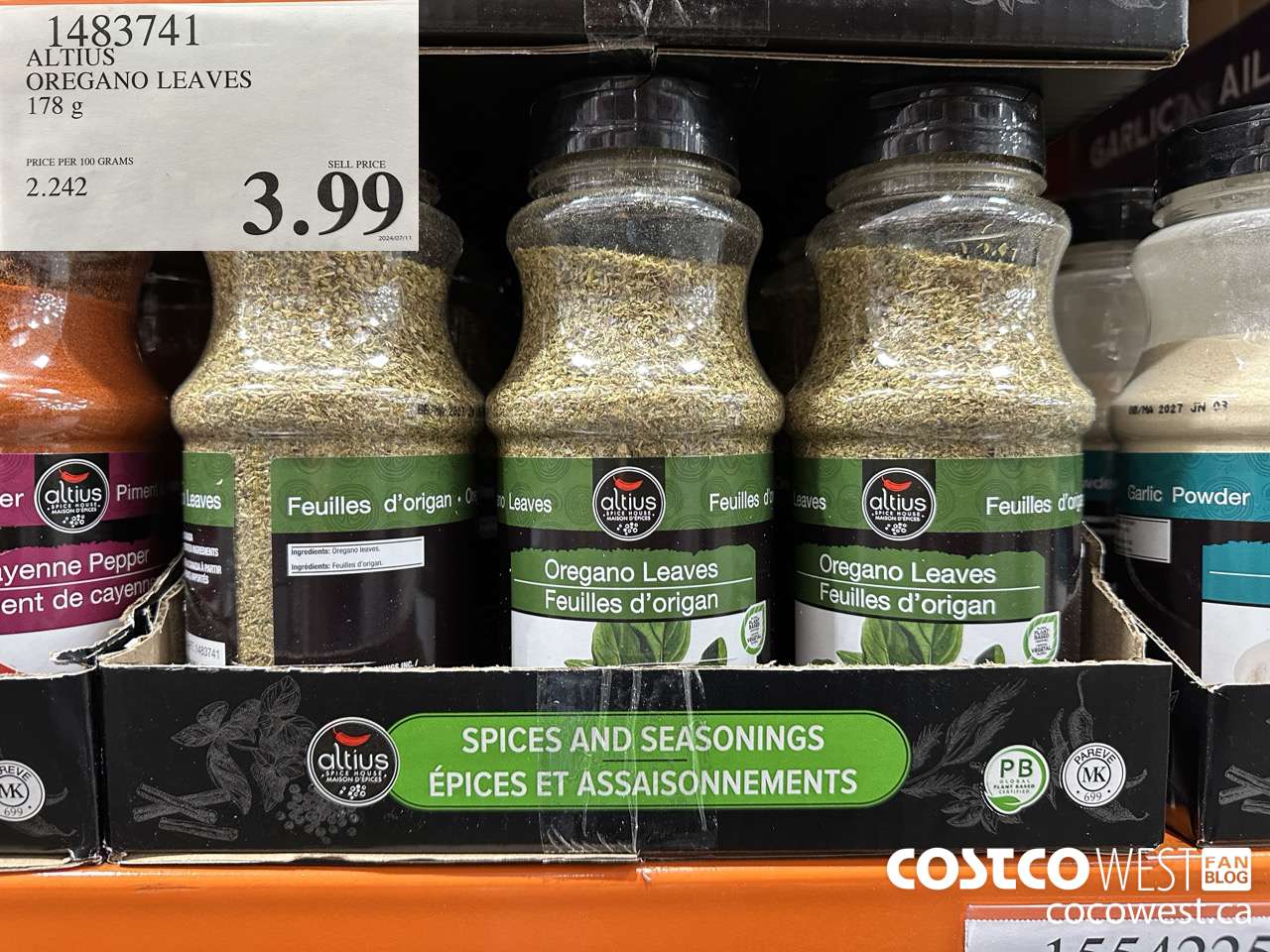 1483741 ALTIUS OREGANO LEAVES 178G $3.99
