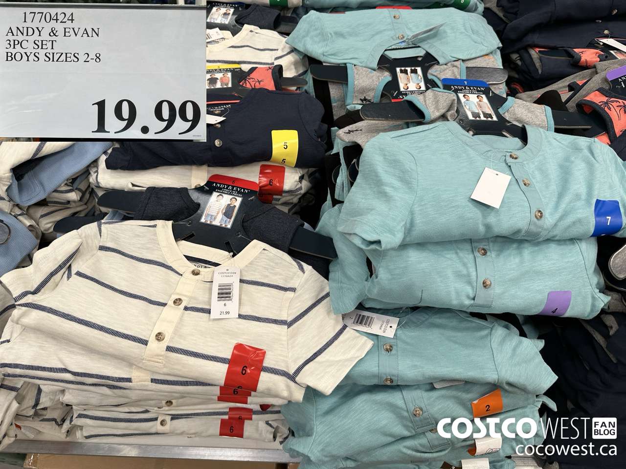 1770424 ANDY & EVAN 3PC SET BOYS SIZES 2-8 $19.99