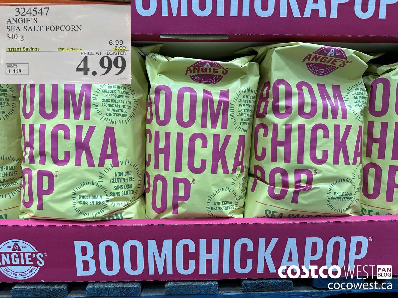 324547 ANGIE'S SEA SALT POPCORN 340 G ($2.00 INSTANT SAVINGS EXPIRES ON 2024-08-04) $4.99