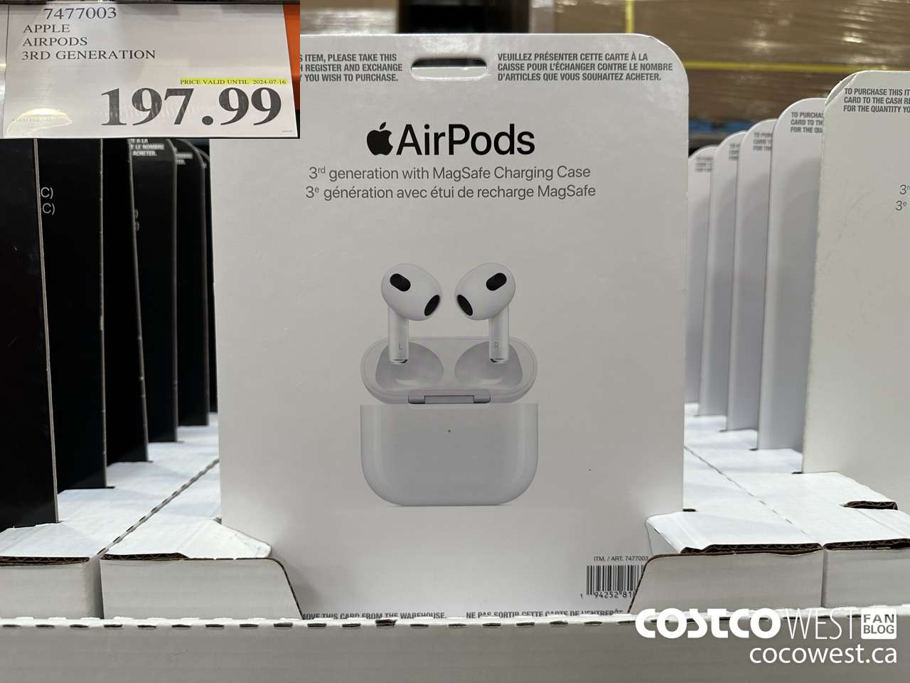 7477003 APPLE AIRPODS 3RD GENERATION (EXPIRES ON 2024-07-16) $197.99
