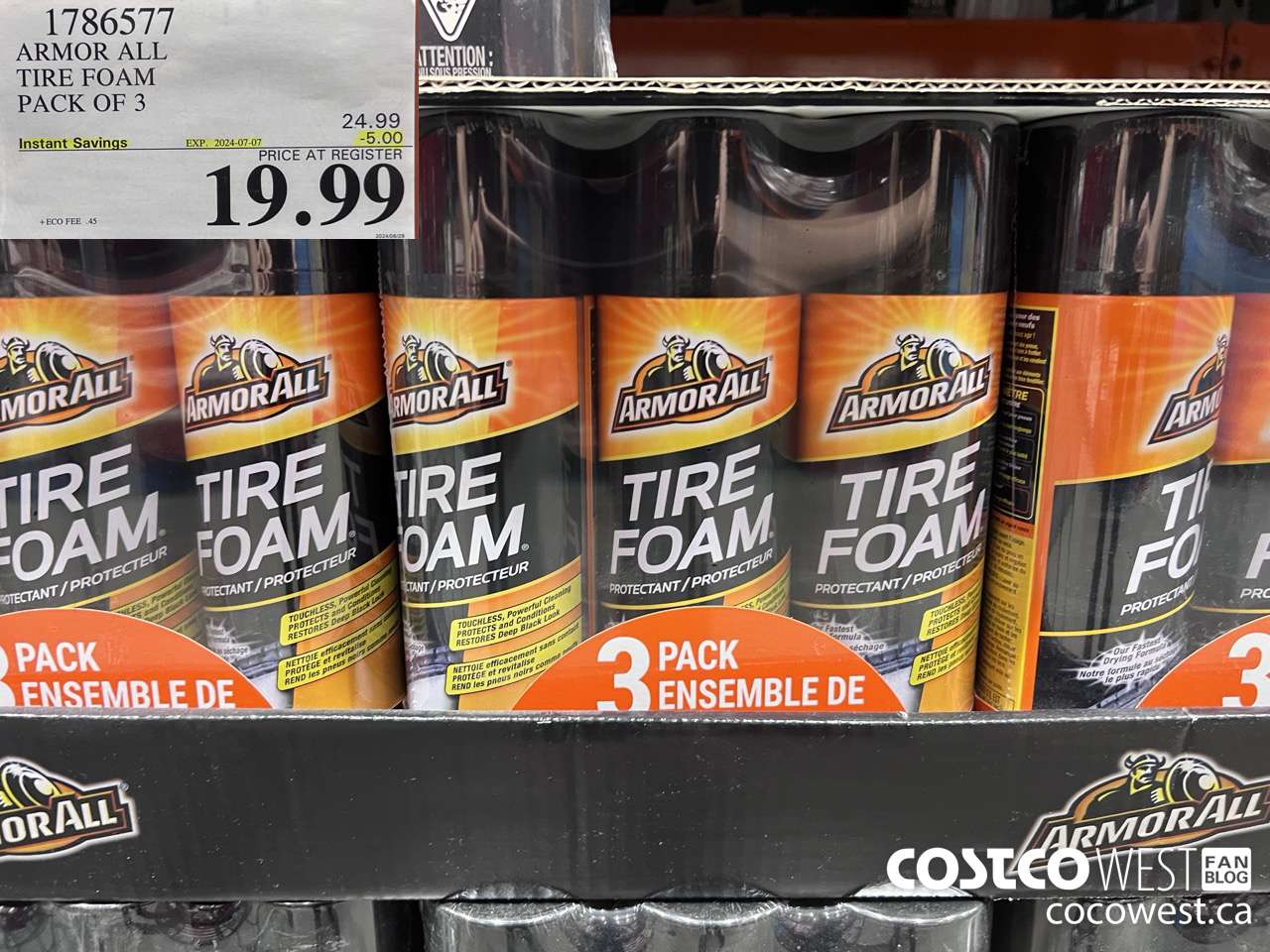 1786577 ARMOR ALL TIRE FOAM PACK OF 3 ($5.00 INSTANT SAVINGS EXPIRES ON 2024-07-07) $19.99