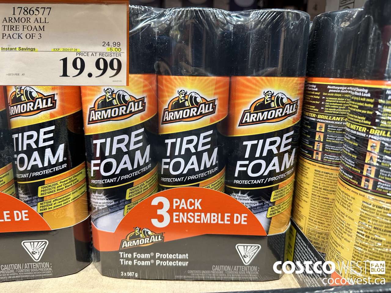 1786577 ARMOR ALL TIRE FOAM PACK OF 3 ($5.00 INSTANT SAVINGS EXPIRES ON 2024-07-28) $19.99