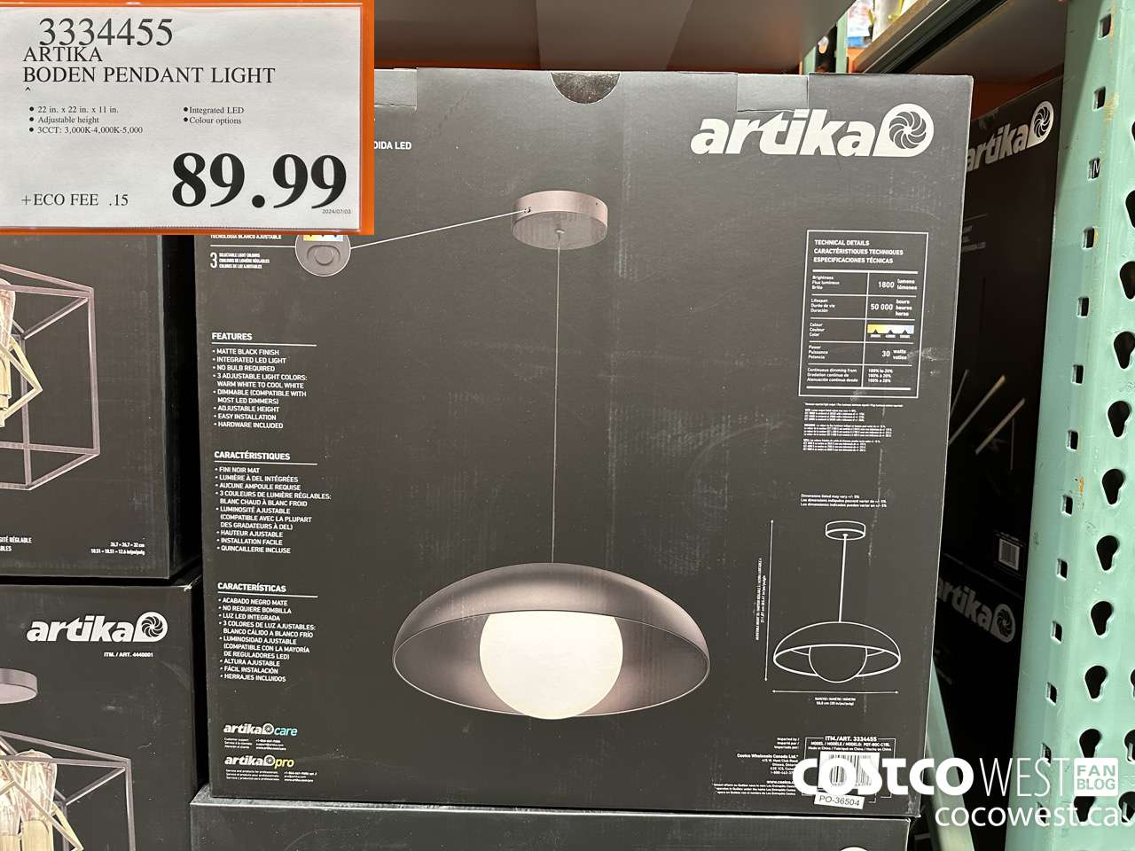 3334455 ARTIKA BODEN PENDANT LIGHT $89.99