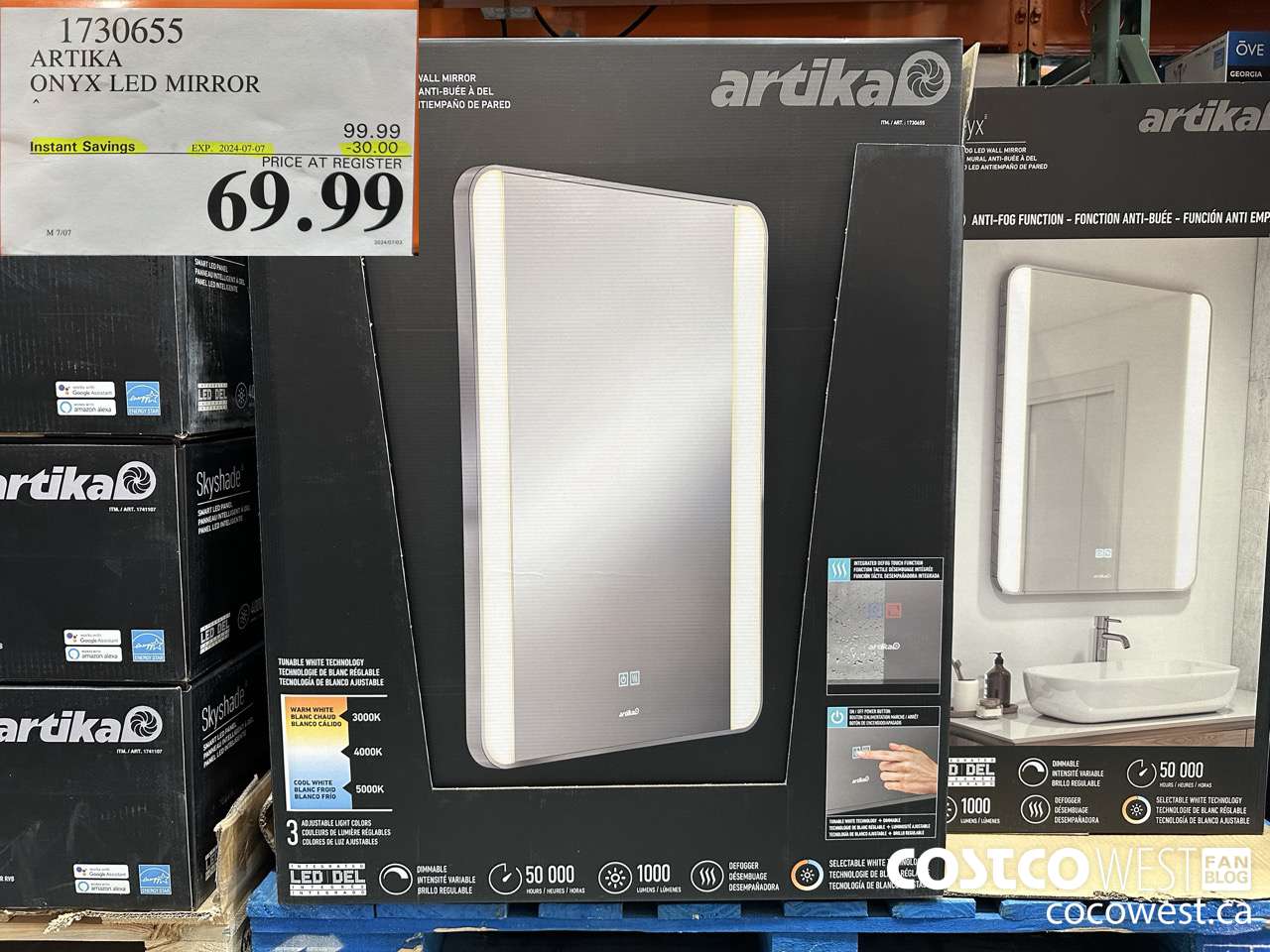 1730655 ARTIKA ONYX LED MIRROR ($30.00 INSTANT SAVINGS EXPIRES ON 2024-07-07) $69.99