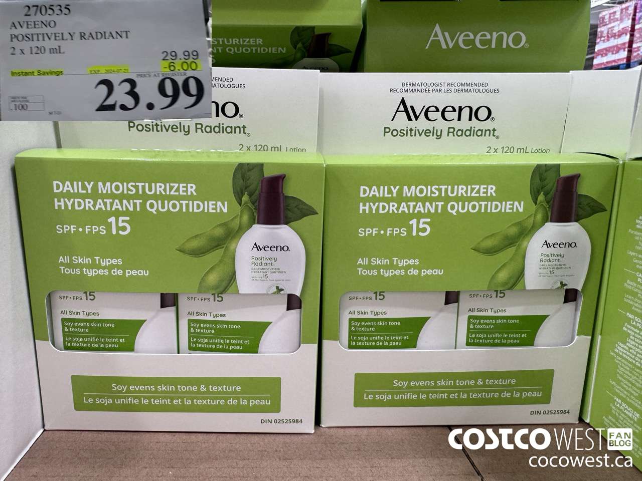 270535 AVEENO POSITIVELY RADIANT 2 X 120 ML ($6.00 INSTANT SAVINGS EXPIRES ON 2024-07-28) $23.99