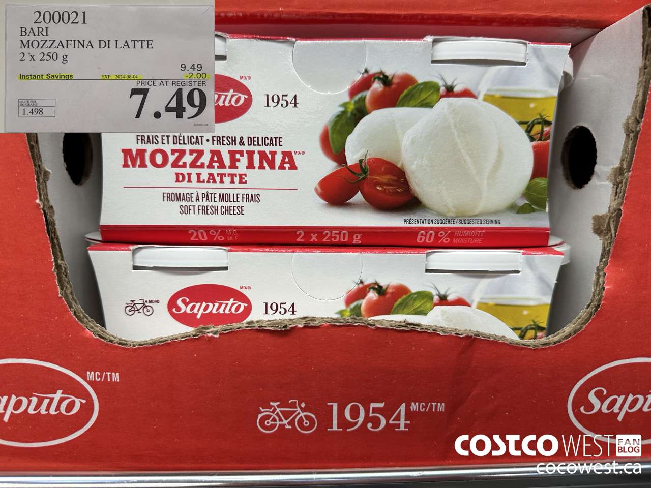200021 BARI MOZZAFINA DI LATTE 2 x 250 g ($2.00 INSTANT SAVINGS EXPIRES ON 2024-08-04) $7.49