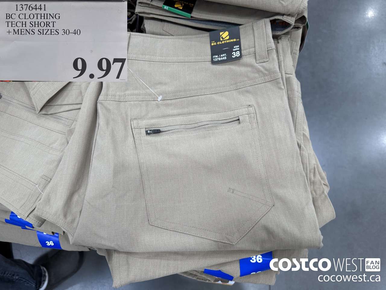 1376441 BC CLOTHING BC TECH SHORT MENS SIZES 30-40 $9.97