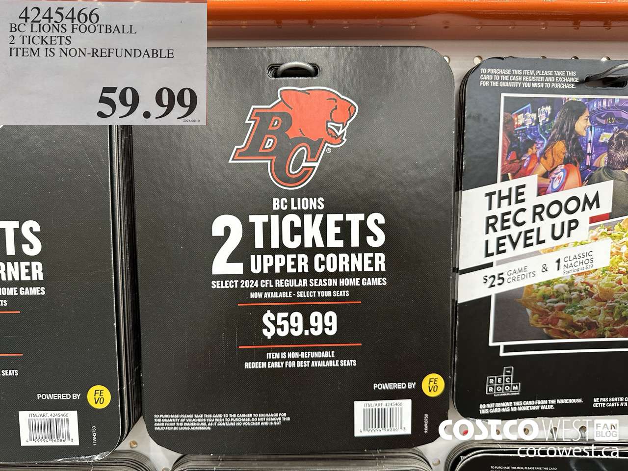 4245466 BC LIONS FOOTBALL 2 TICKETS ITEM IS NON-REFUNDABLE $59.99