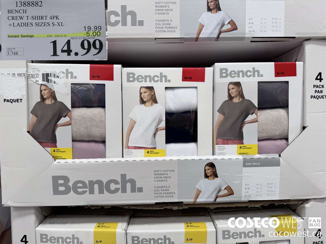 1388882 BENCH CREW TSHIRT 4PK LADIES SIZES S-XL ($5.00 INSTANT SAVINGS EXPIRES ON 2024-07-28) $14.99