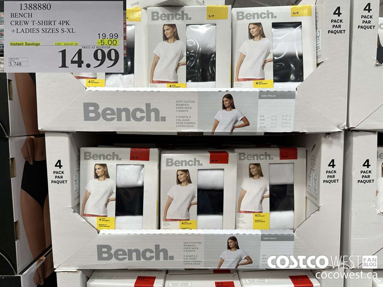 1388880 BENCH CREW TSHIRT 4PK LADIES SIZE S-XL ($5.00 INSTANT SAVINGS EXPIRES ON 2024-07-28) $14.99