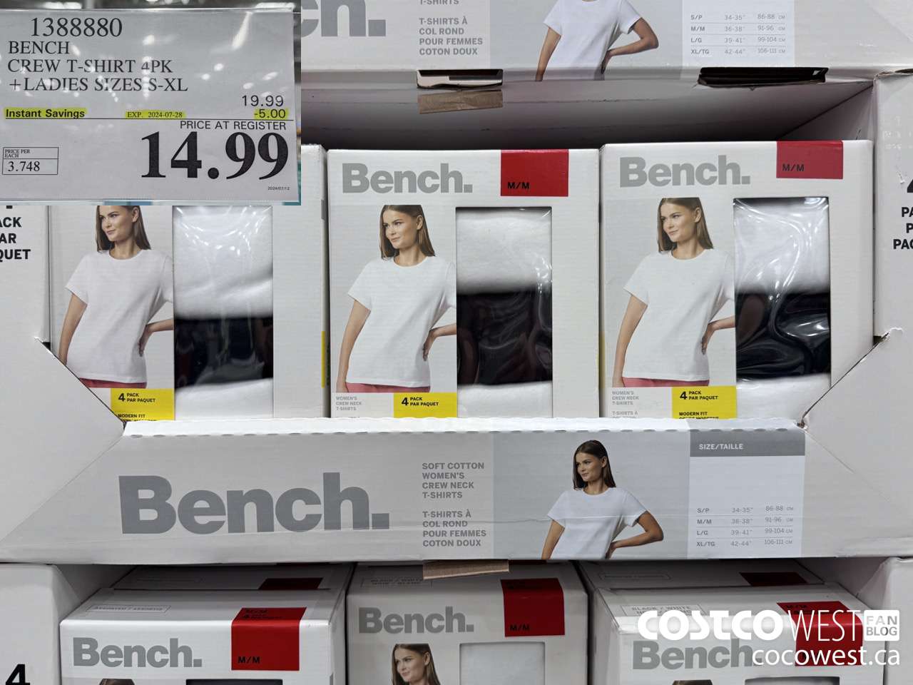 1388880 BENCH CREW TSHIRT 4PK LADIES SIZE S-XL ($5.00 INSTANT SAVINGS EXPIRES ON 2024-07-28) $14.99