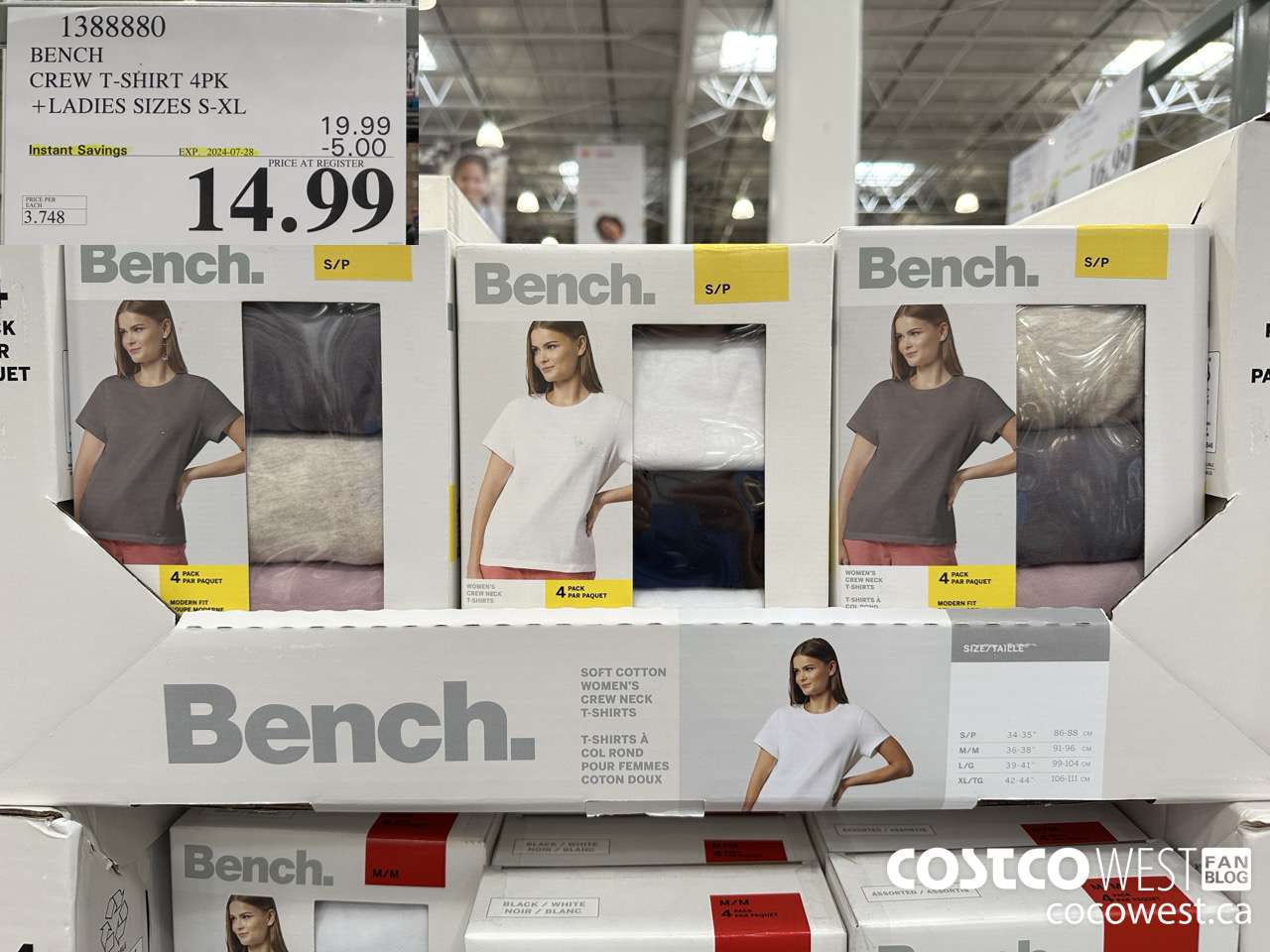 1388880 BENCH CREW TSHIRT 4PK LADIES SIZE S-XL ($5.00 INSTANT SAVINGS EXPIRES ON 2024-07-28) $14.99