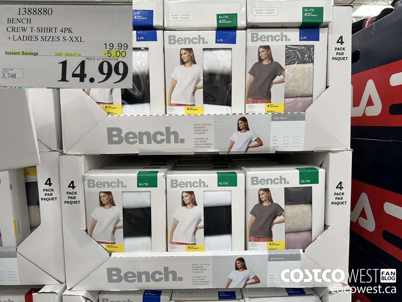 1388880 BENCH CREW TSHIRT 4PK LADIES SIZE S-XXL ($5.00 INSTANT SAVINGS EXPIRES ON 2024-07-14) $14.99