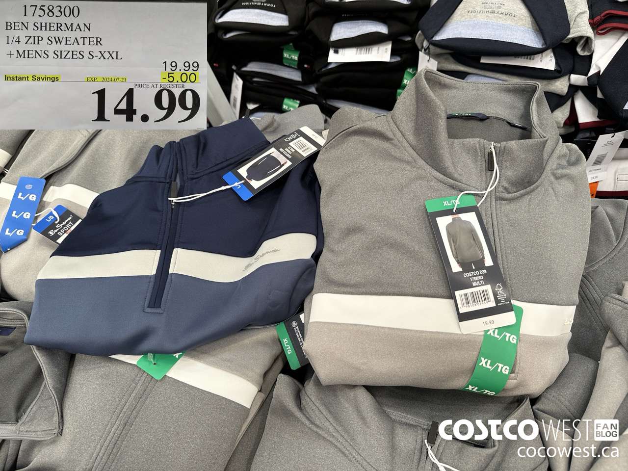 1758300 BEN SHERMAN 1/4 ZIP SWEATER MENS SIZES S-XXL ($5.00 INSTANT SAVINGS EXPIRES ON 2024-07-21) $14.99