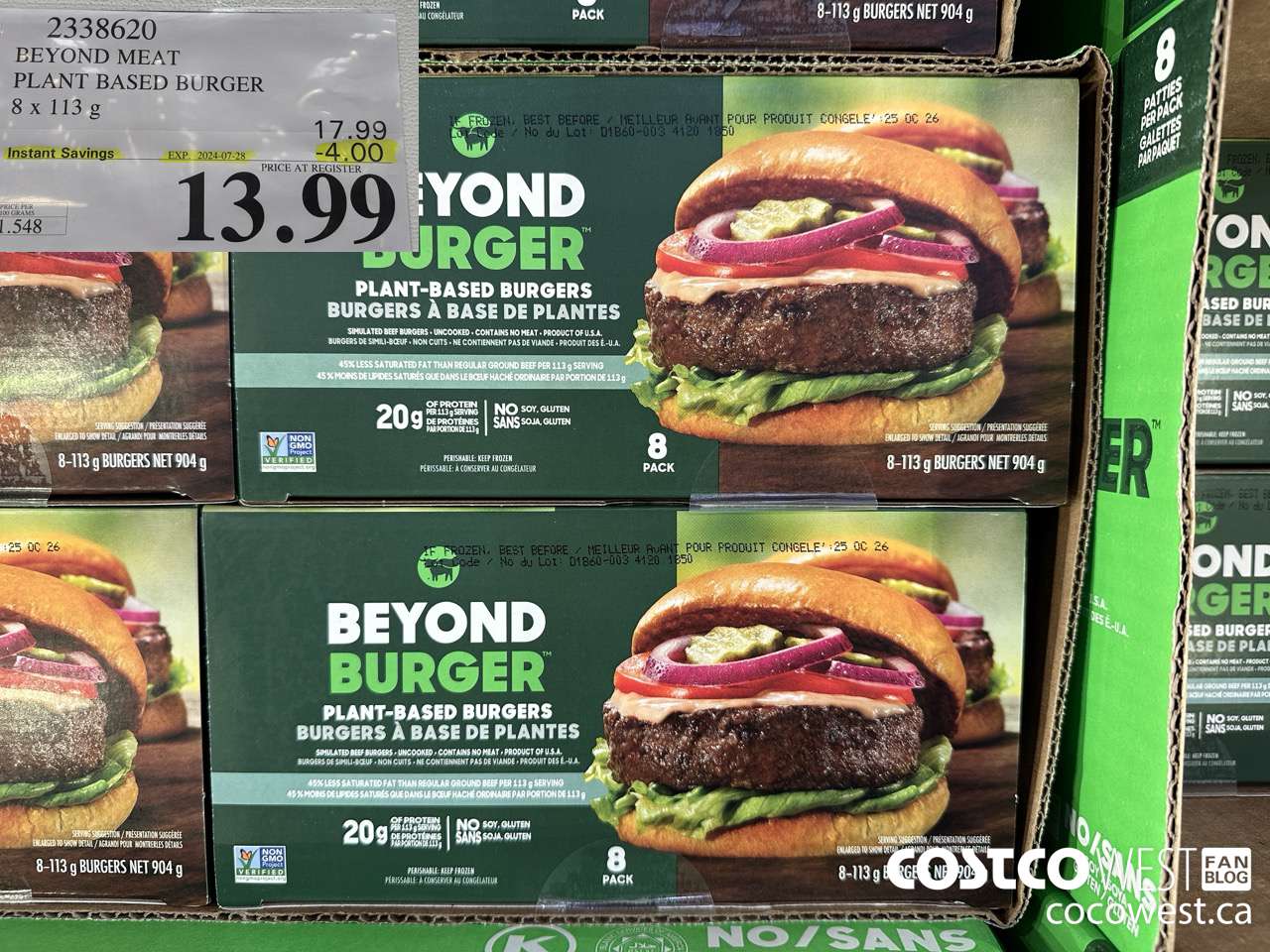 2338620 BEYOND MEAT PLANT BASED BURGER 8 x 113 g ($4.00 INSTANT SAVINGS EXPIRES ON 2024-07-28) $13.99