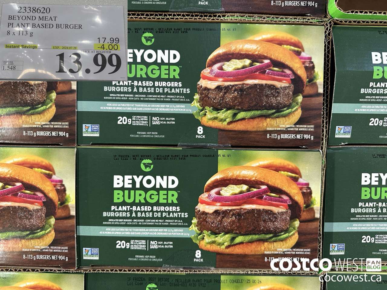 2338620 BEYOND MEAT PLANT BASED BURGER 8 x 113 g ($4.00 INSTANT SAVINGS EXPIRES ON 2024-07-28) $13.99