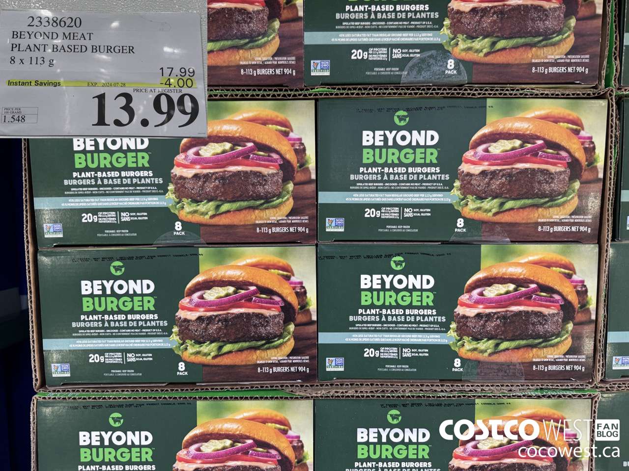 2338620 BEYOND MEAT PLANT BASED BURGER 8 x 113 g ($4.00 INSTANT SAVINGS EXPIRES ON 2024-07-28) $13.99