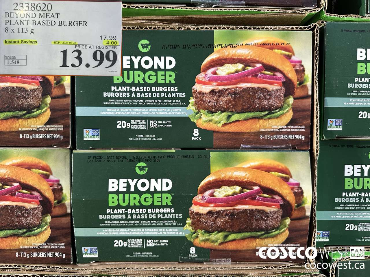 2338620 BEYOND MEAT PLANT BASED BURGER 8 x 113 g ($4.00 INSTANT SAVINGS EXPIRES ON 2024-07-28) $13.99