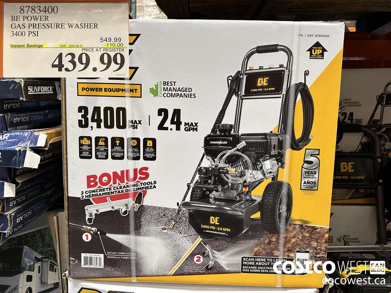 8783400 BE POWER PRESSURE WASHER 3400 PSI ($110.00 INSTANT SAVINGS EXPIRES ON 2024-08-11) $439.99