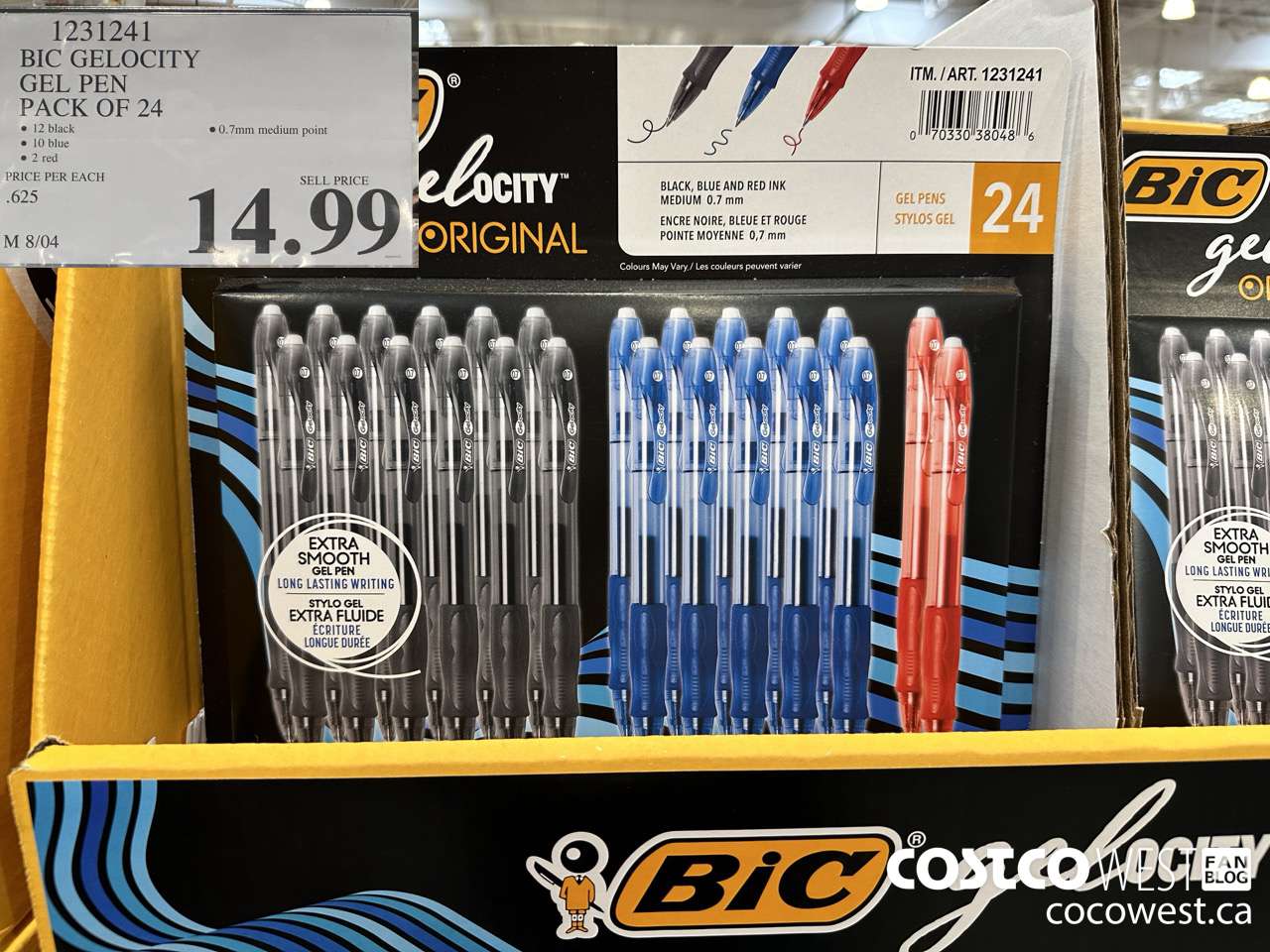 1231241 BIC GELOCITY BLUE & BLK PENS PACK OF 24 $14.99