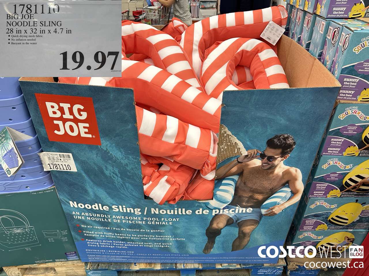 1781110 BIG JOE NOODLE SLING 28 IN X 32 IN X 4.7 IN $19.97