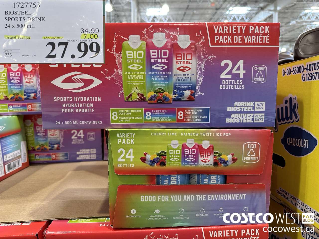 1727753 BIOSTEEL SPORTS DRINK 24 X 500 ML ($7.00 INSTANT SAVINGS EXPIRES ON 2024-08-04) $27.99