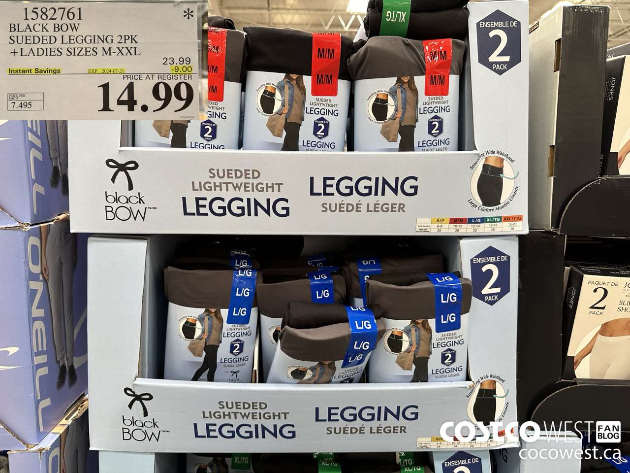 1582761 BLACK BOW SUEDED LEGGINGS 2PK LADIES SIZES M-XXL ($9.00 INSTANT SAVINGS EXPIRES ON 2024-07-21) $14.99