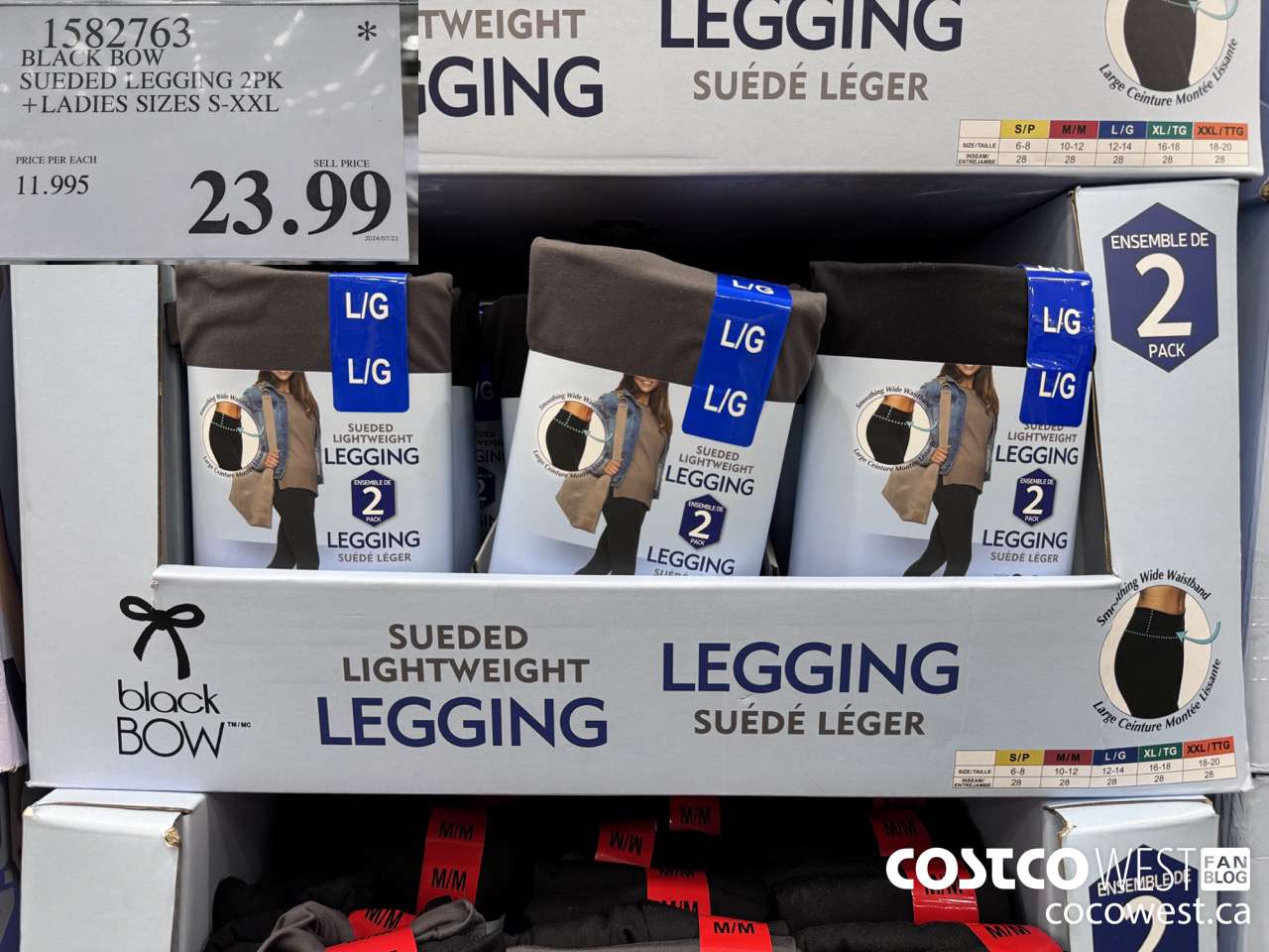 1582763 BLACK BOW SUEDED LEGGING 2PK LADIES SIZES S-XXL $23.99