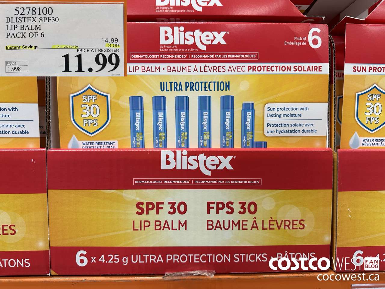 5278100 BLISTEX SPF30 LIP BALM PACK OF 6 ($3.00 INSTANT SAVINGS EXPIRES ON 2024-07-28) $11.99