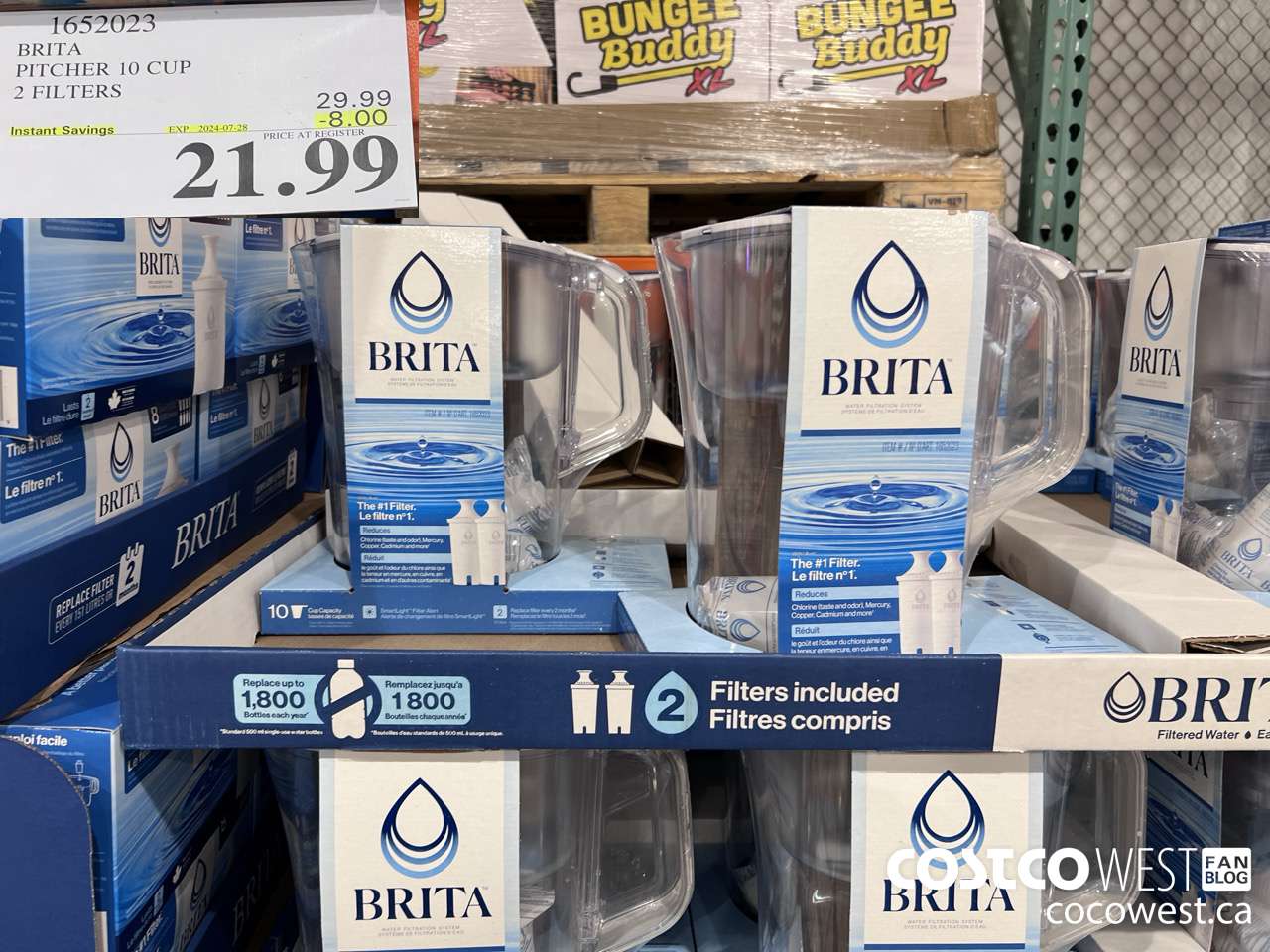 1652023 BRITA PITCHER 10 CUP 2 FILTERS ($8.00 INSTANT SAVINGS EXPIRES ON 2024-07-28) $21.99