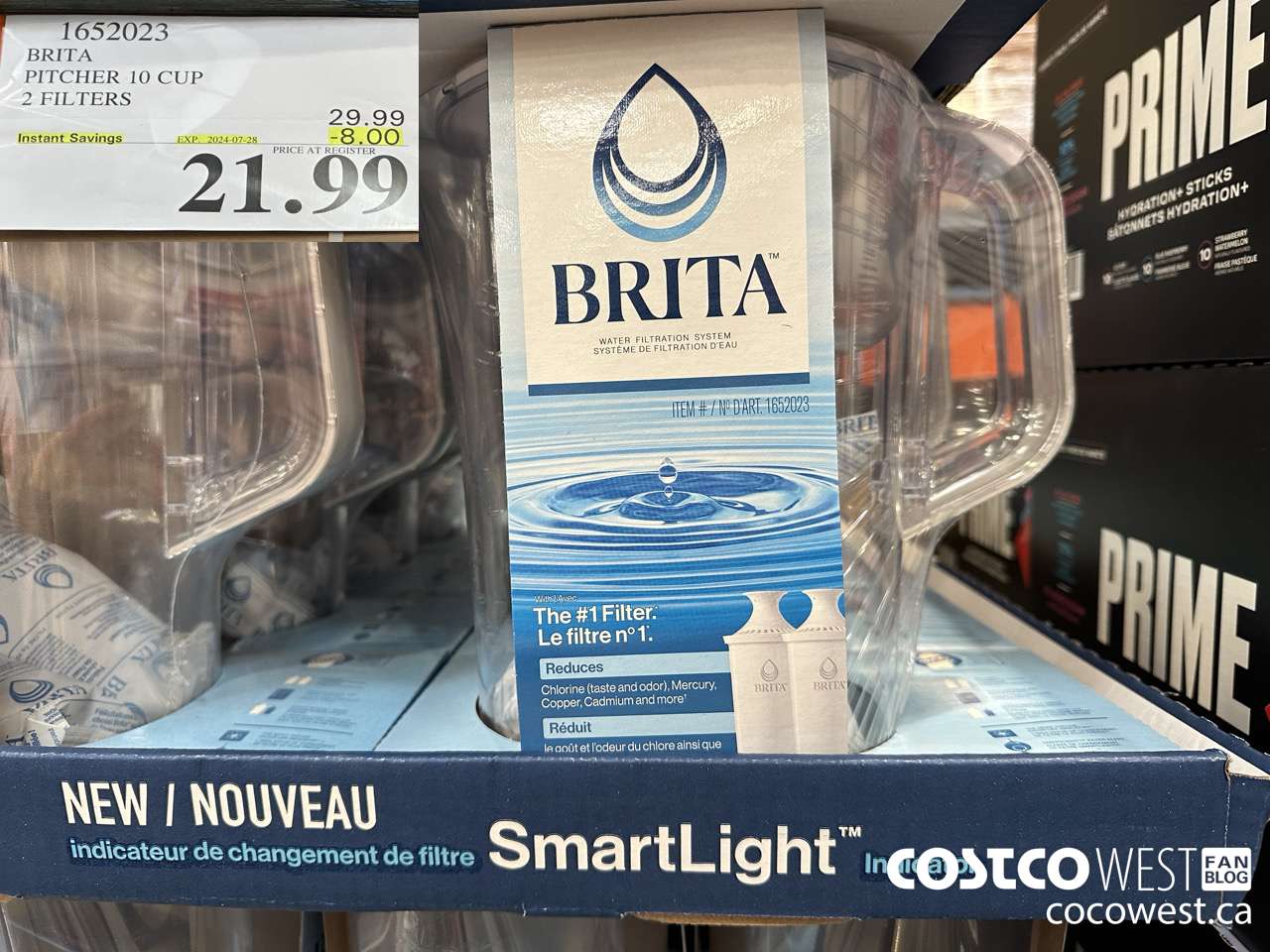 1652023 BRITA PITCHER 10 CUP 2 FILTERS ($8.00 INSTANT SAVINGS EXPIRES ON 2024-07-28) $21.99