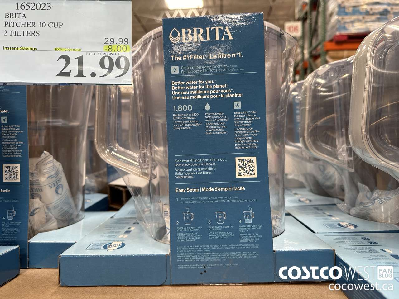 1652023 BRITA PITCHER 10 CUP 2 FILTERS ($8.00 INSTANT SAVINGS EXPIRES ON 2024-07-28) $21.99