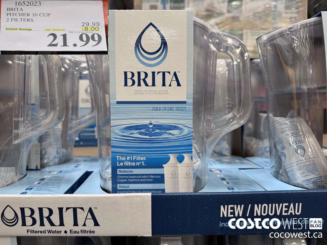 1652023 BRITA PITCHER 10 CUP 2 FILTERS ($8.00 INSTANT SAVINGS EXPIRES ON 2024-07-28) $21.99