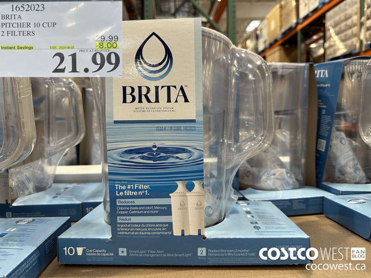 1652023 BRITA PITCHER 10 CUP 2 FILTERS ($8.00 INSTANT SAVINGS EXPIRES ON 2024-08-05) $21.99
