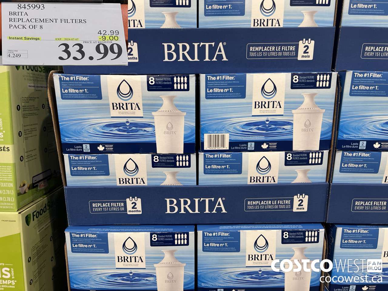 845993 BRITA REPLACEMENT FILTERS PACK OF 8 ($9.00 INSTANT SAVINGS EXPIRES ON 2024-07-07) $33.99