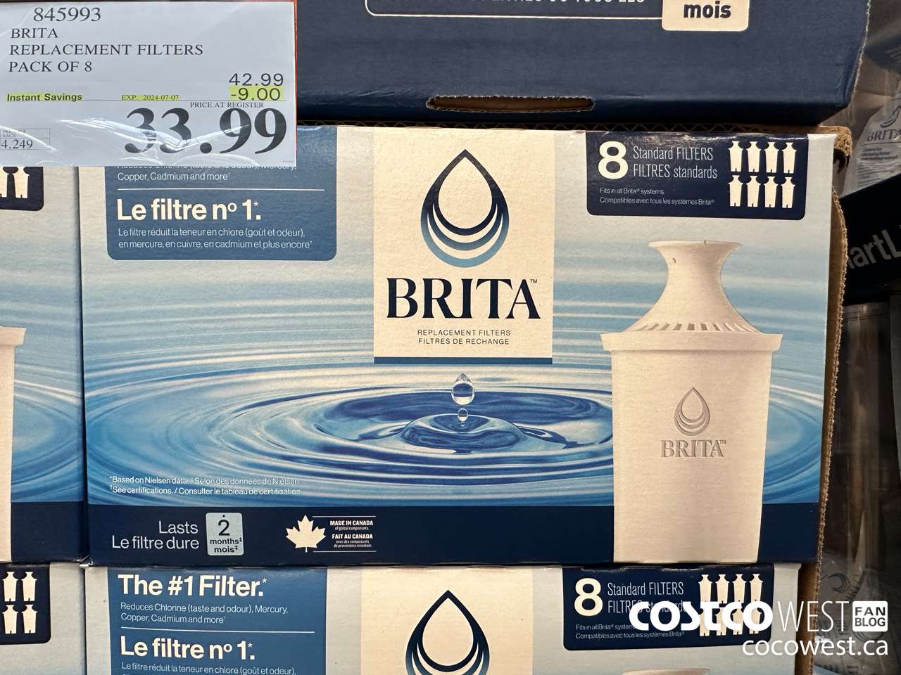 845993 BRITA REPLACEMENT FILTERS PACK OF 8 ($9.00 INSTANT SAVINGS EXPIRES ON 2024-07-07) $33.99
