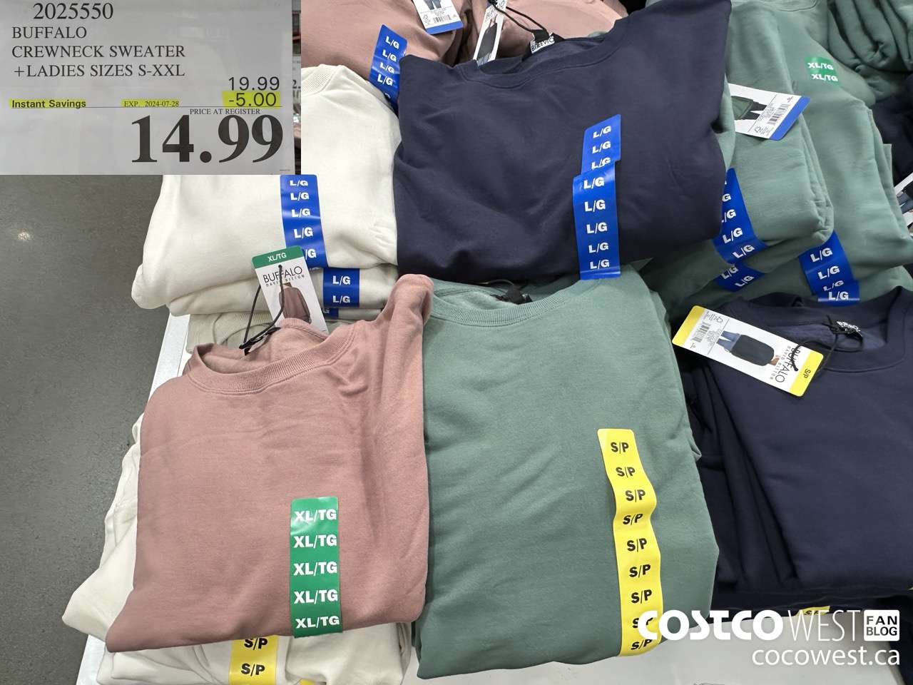 2025550 BUFFALO CREWNECK SWEATER LADIES SIZES S-XXL ($5.00 INSTANT SAVINGS EXPIRES ON 2024-07-28) $14.99