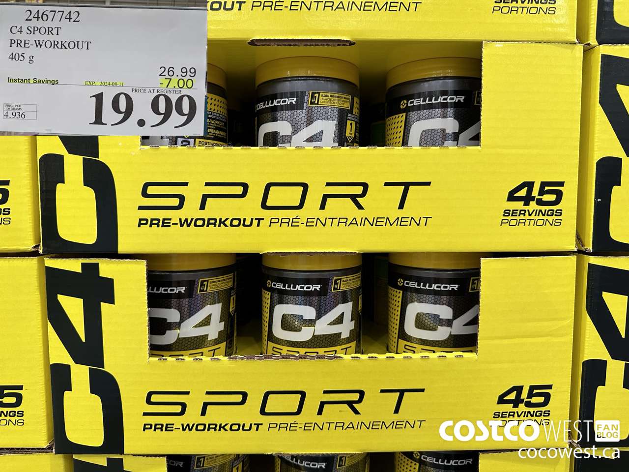 2467742 C4 SPORT PRE-WORKOUT 405 G ($7.00 INSTANT SAVINGS EXPIRES ON 2024-08-11) $19.99