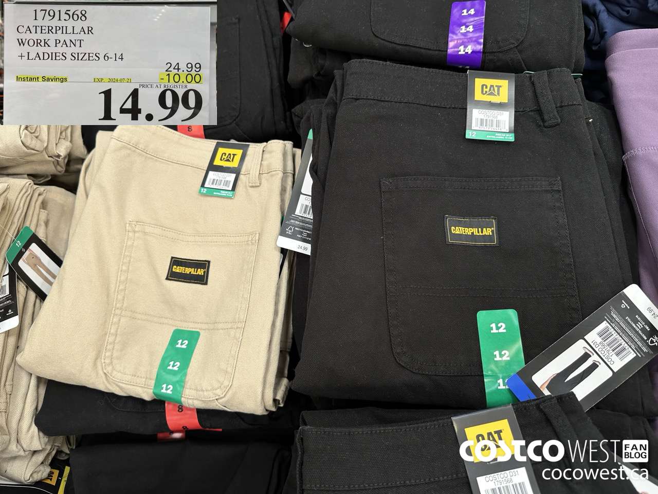 1791568 CATERPILLAR WORK PANT LADIES SIZES 6-14 ($10.00 INSTANT SAVINGS EXPIRES ON 2024-07-21) $14.99