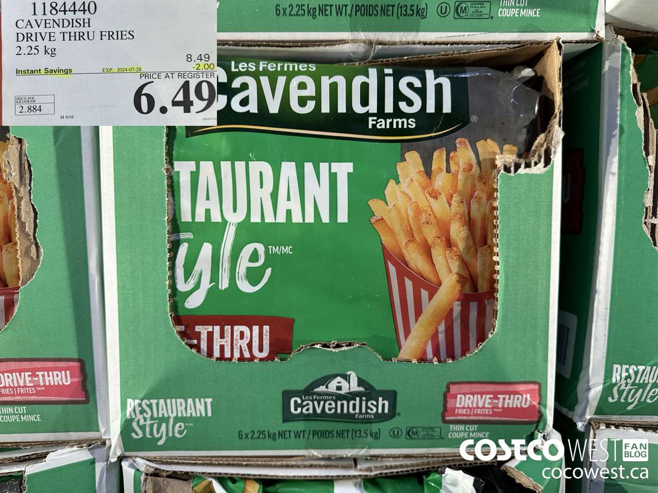 1184440 CAVENDISH DRIVE THRU FRIES 2.25 kg ($2.00 INSTANT SAVINGS EXPIRES ON 2024-07-28) $6.49