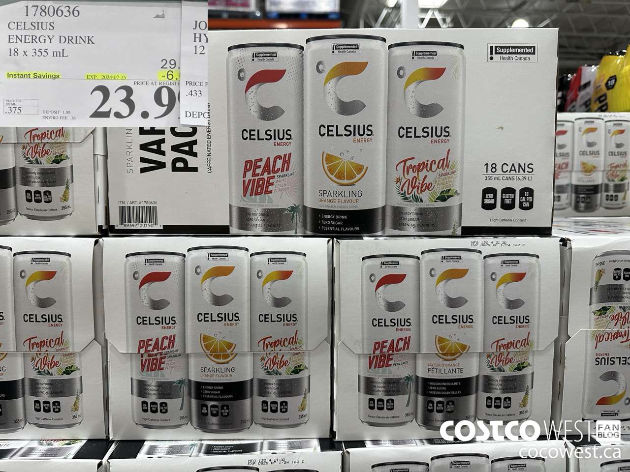 1780636 CELSIUS ENERGY DRINK 18 X 355 ML ($6.00 INSTANT SAVINGS EXPIRES ON 2024-07-25) $23.99